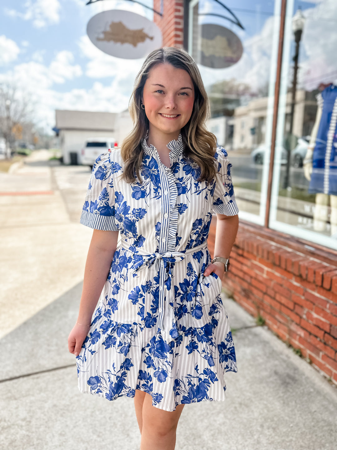 thurley bluebell print mini dress Bluebell Charm Ruffle Mini Dress